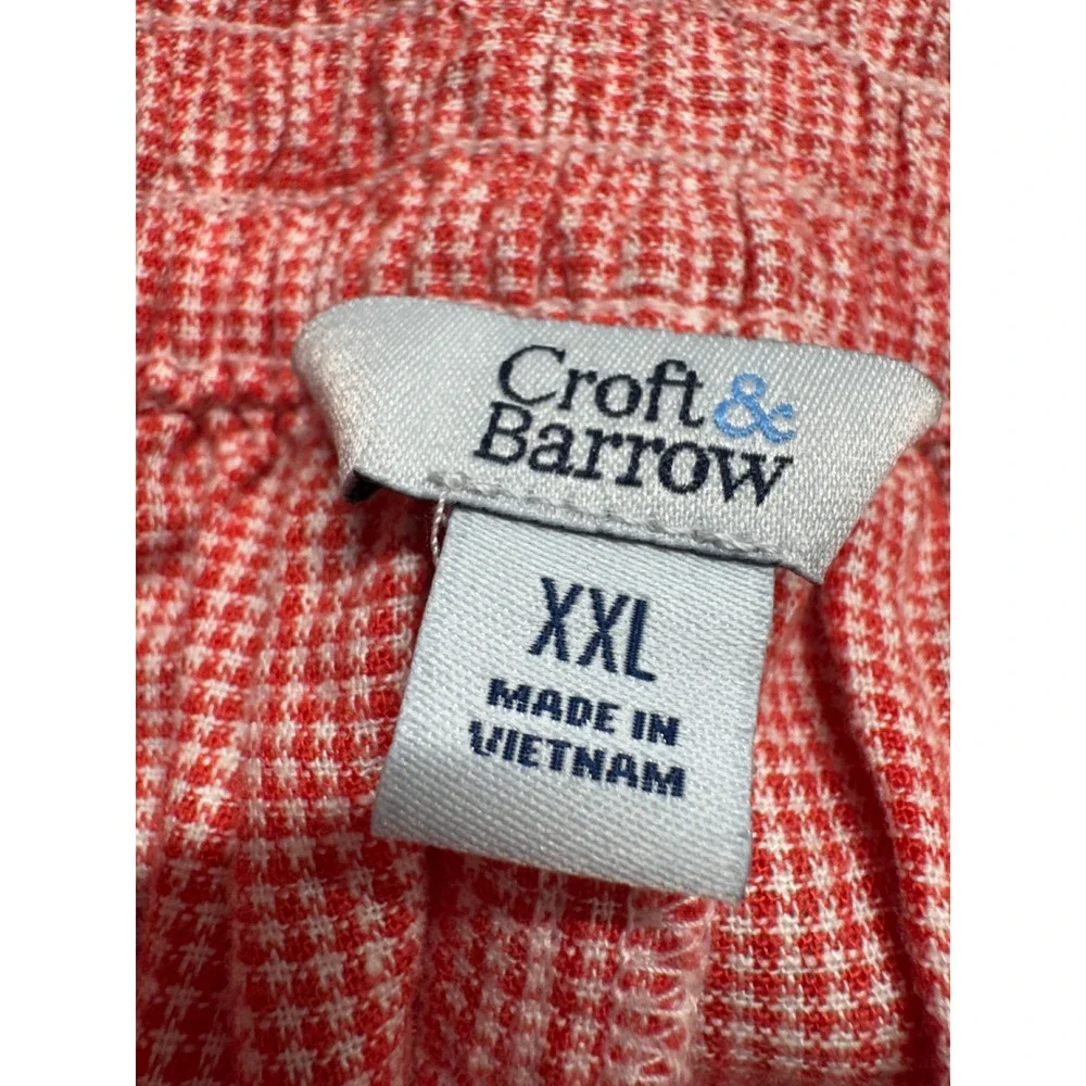 Croft & Barrow Women's XXL Red White Gingham Linen Blend A-Line Midi Skirt Flowy